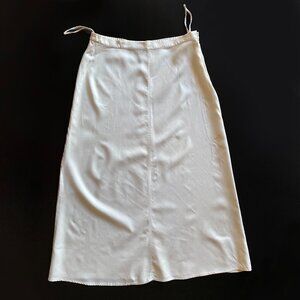 J.A. Studio 100% Silk Midi Skirt Women’s Size L Ivory Cream Bias Cut Side Zipper